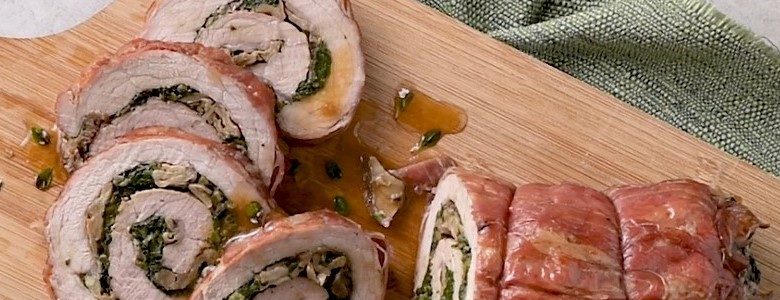 Rolled veal with herbs and mushrooms