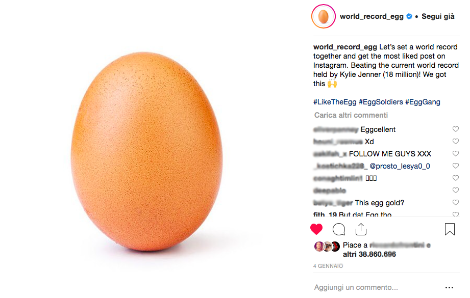 That's why an egg broke every record on Instagram