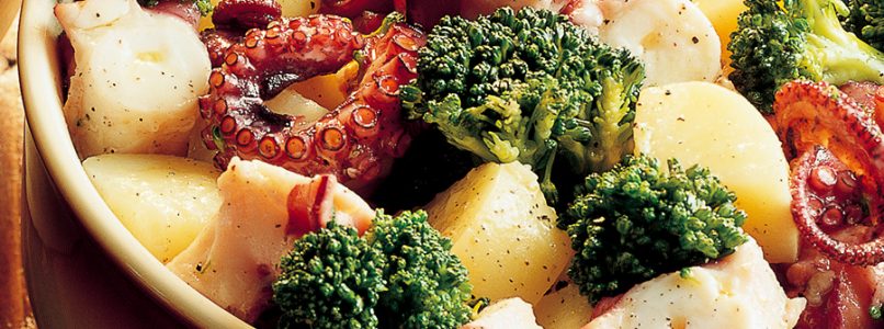 Warm octopus recipe with vegetables