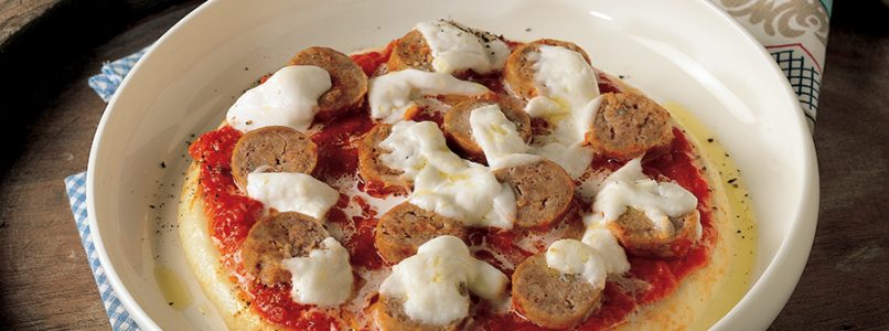 White polenta pizza recipe with salami