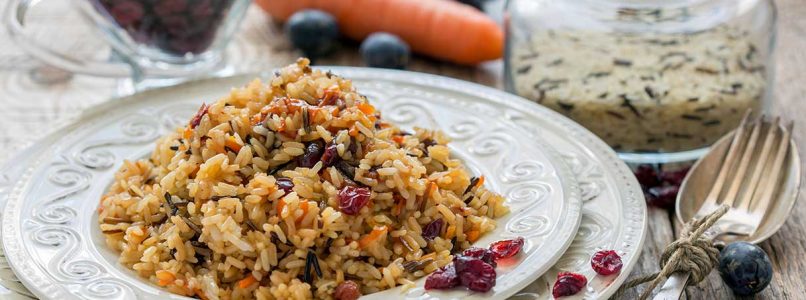brown rice in harmony with mushrooms and cranberries
